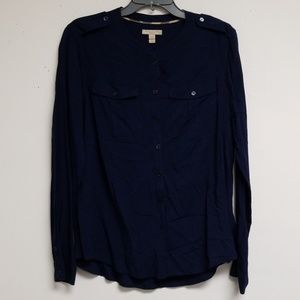 Burberry Brit Navy Button Down Top Size XL